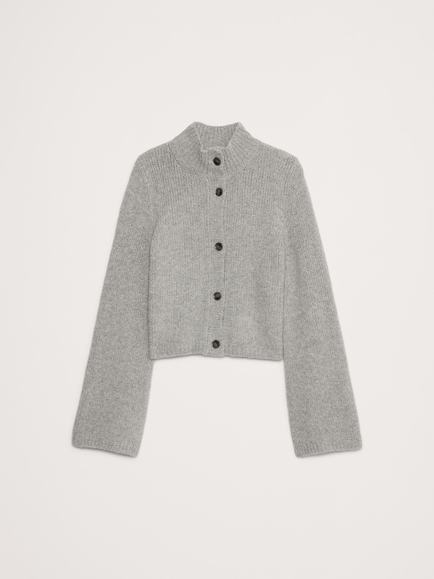 Merino-Blend Flare-Sleeve Cardigan