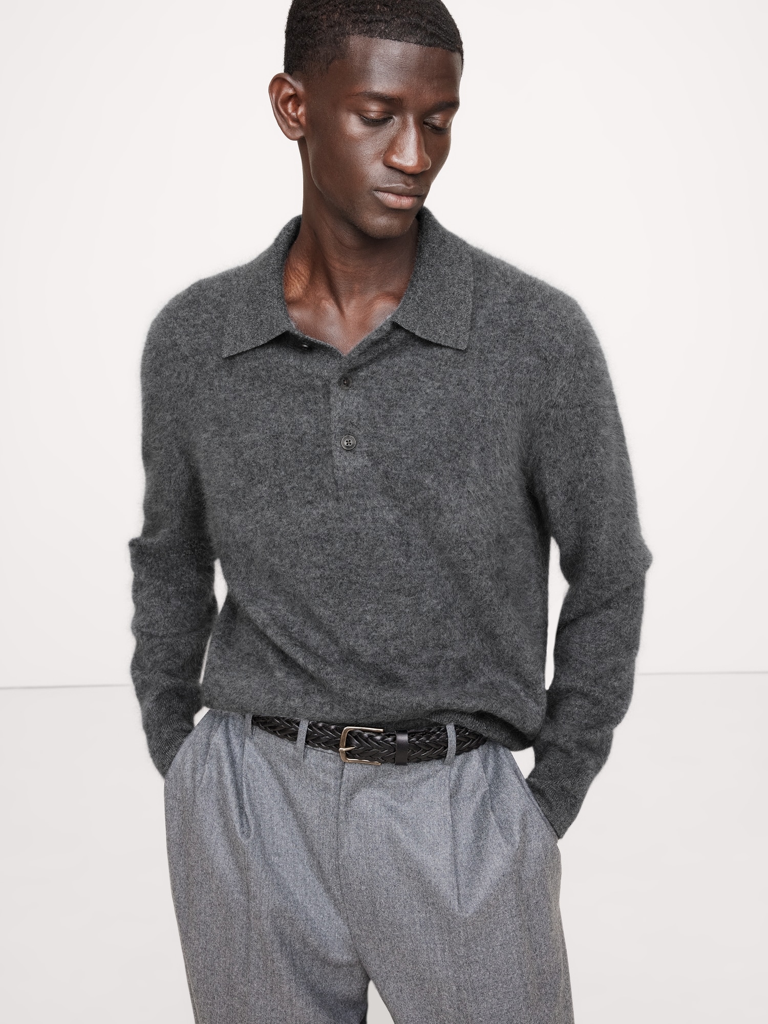 Brushed Cashmere Sweater Polo