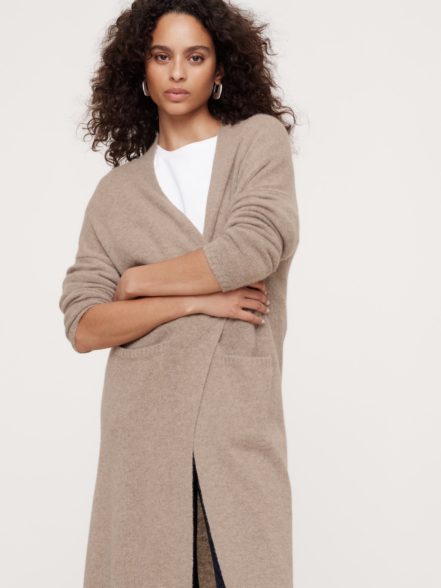 Cardigan extra-long surdimensionné en cachemire