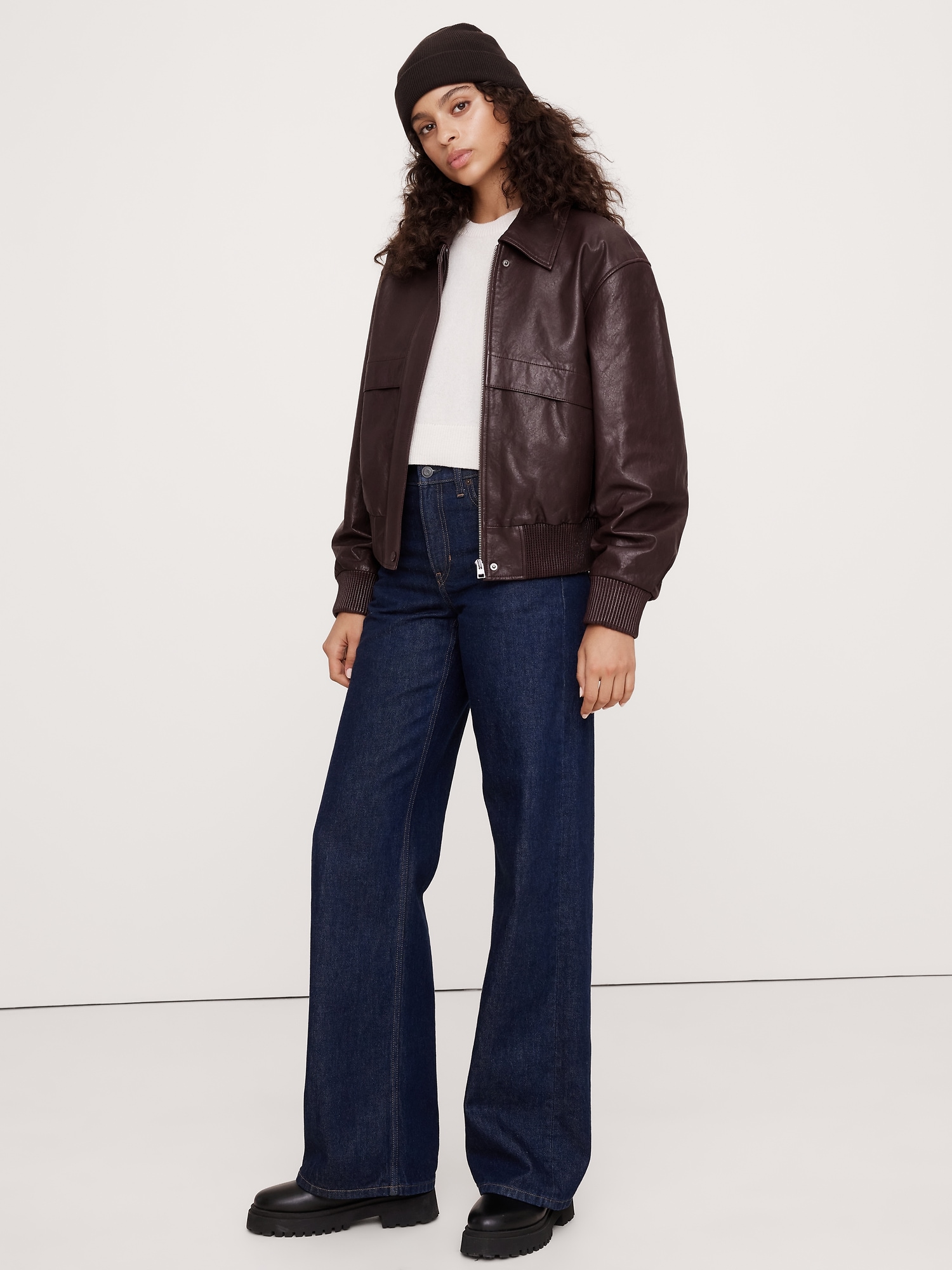 Leather Bomber Jacket Banana Republic