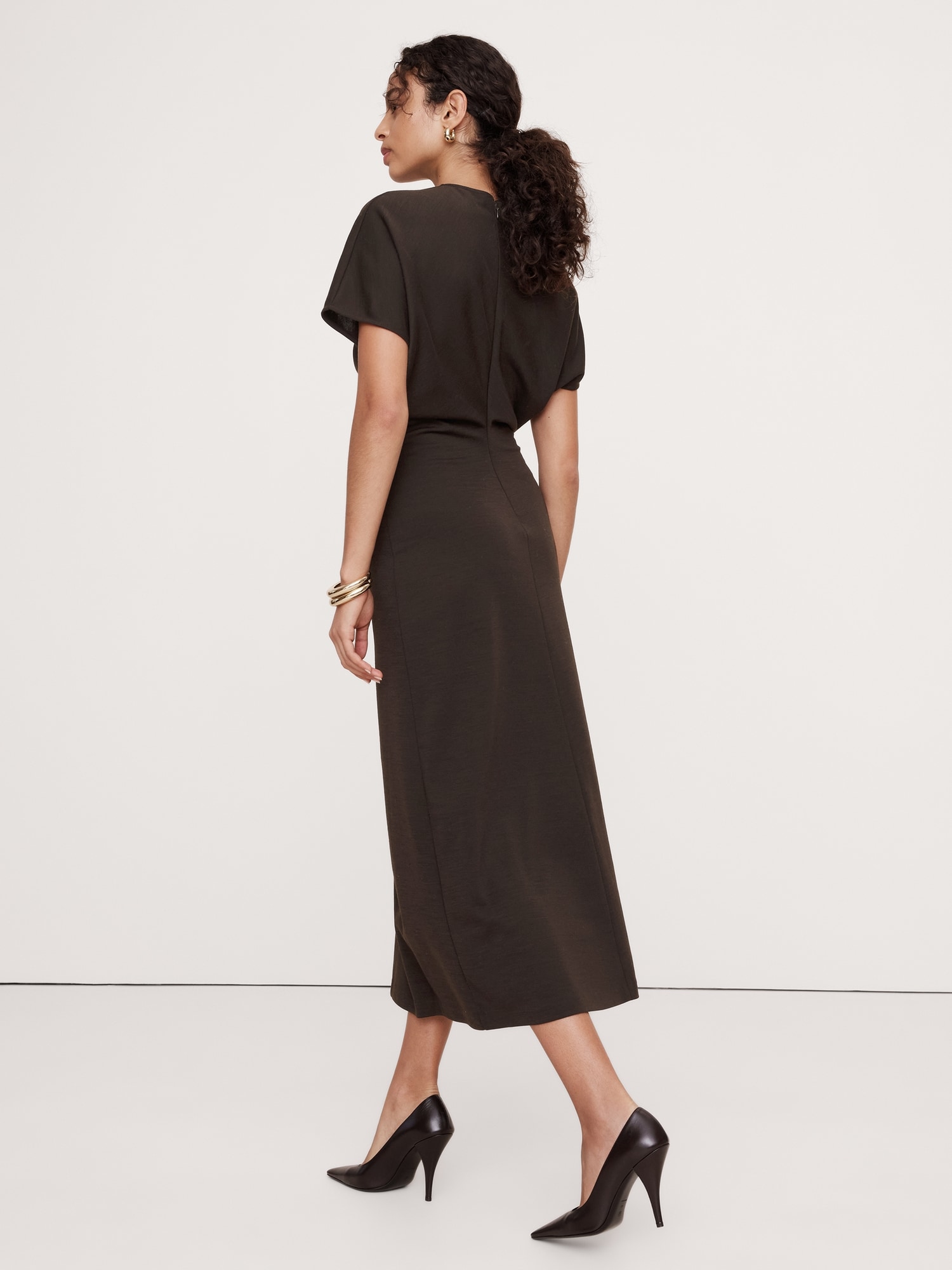 Wool-Blend Scuba Midi Dress