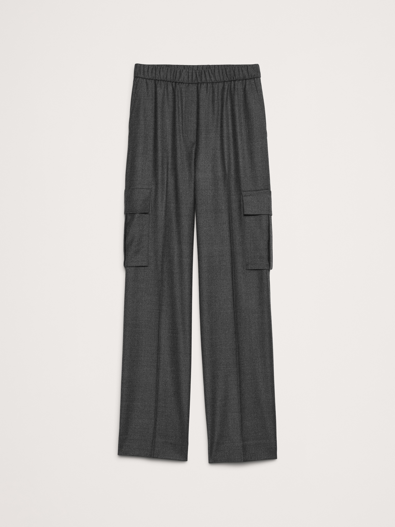 Pantalon cargo à taille extensible en flanelle de laine légère