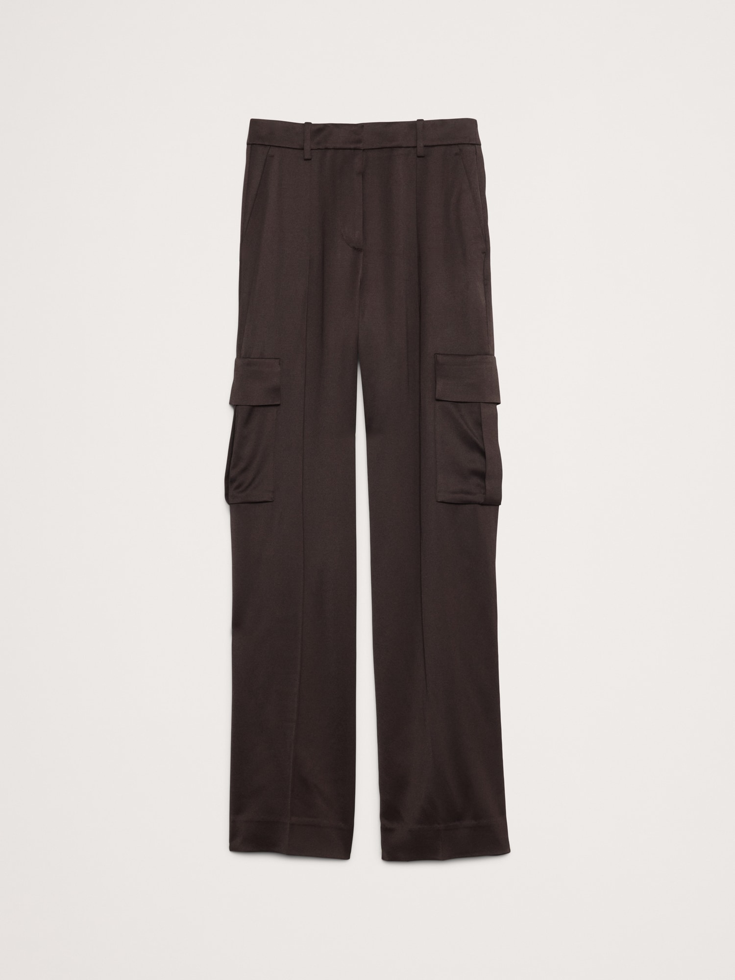 High-Rise Straight Italian Satin Cargo Pant