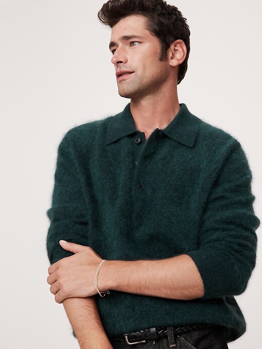 Brushed Cashmere Sweater Polo | Banana Republic