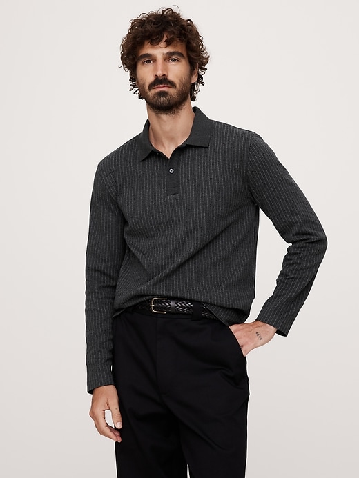 Pinstripe Jacquard Polo Banana Republic