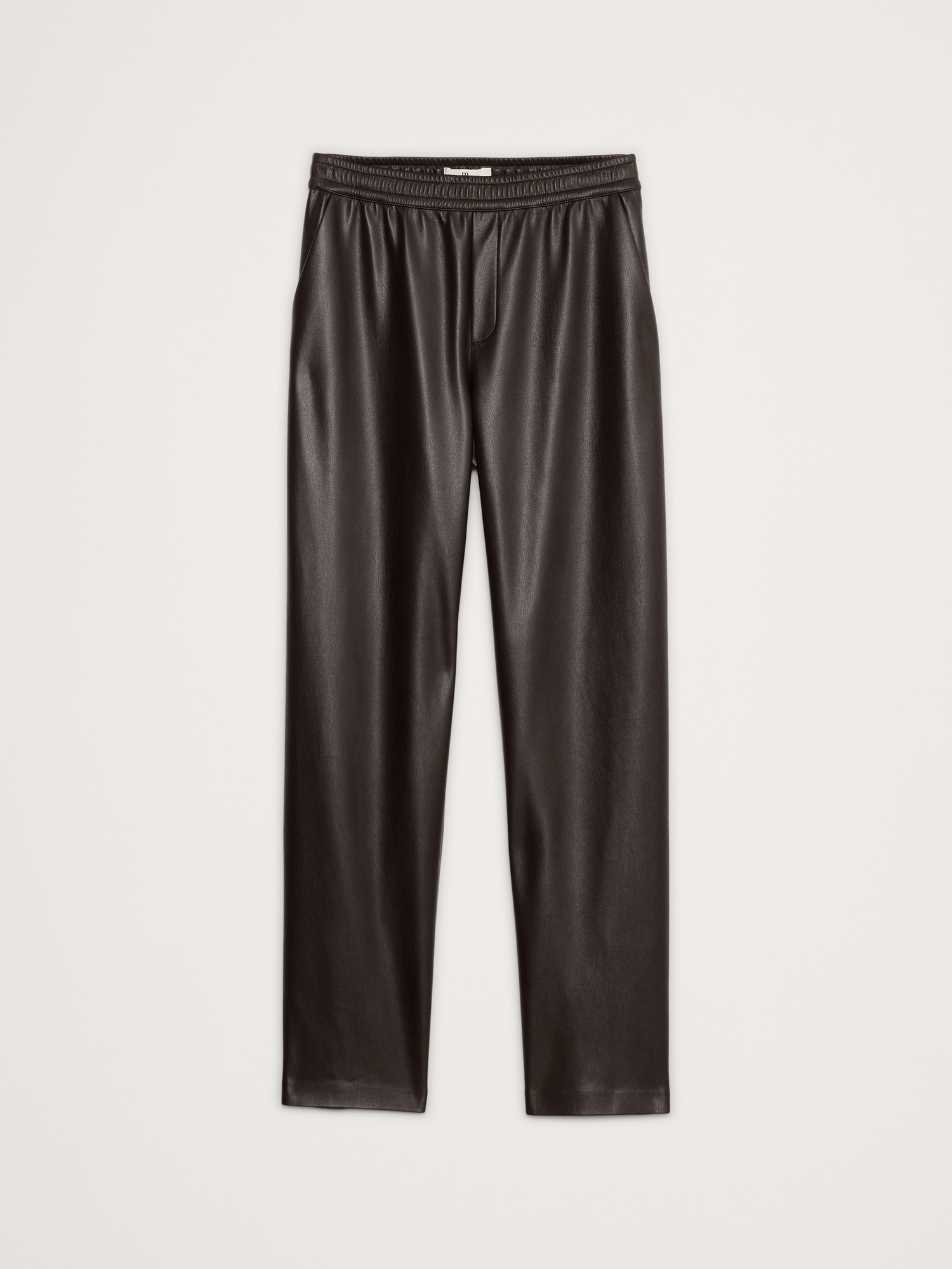 Mid-Rise Slim Vegan Leather Pull-On Pant