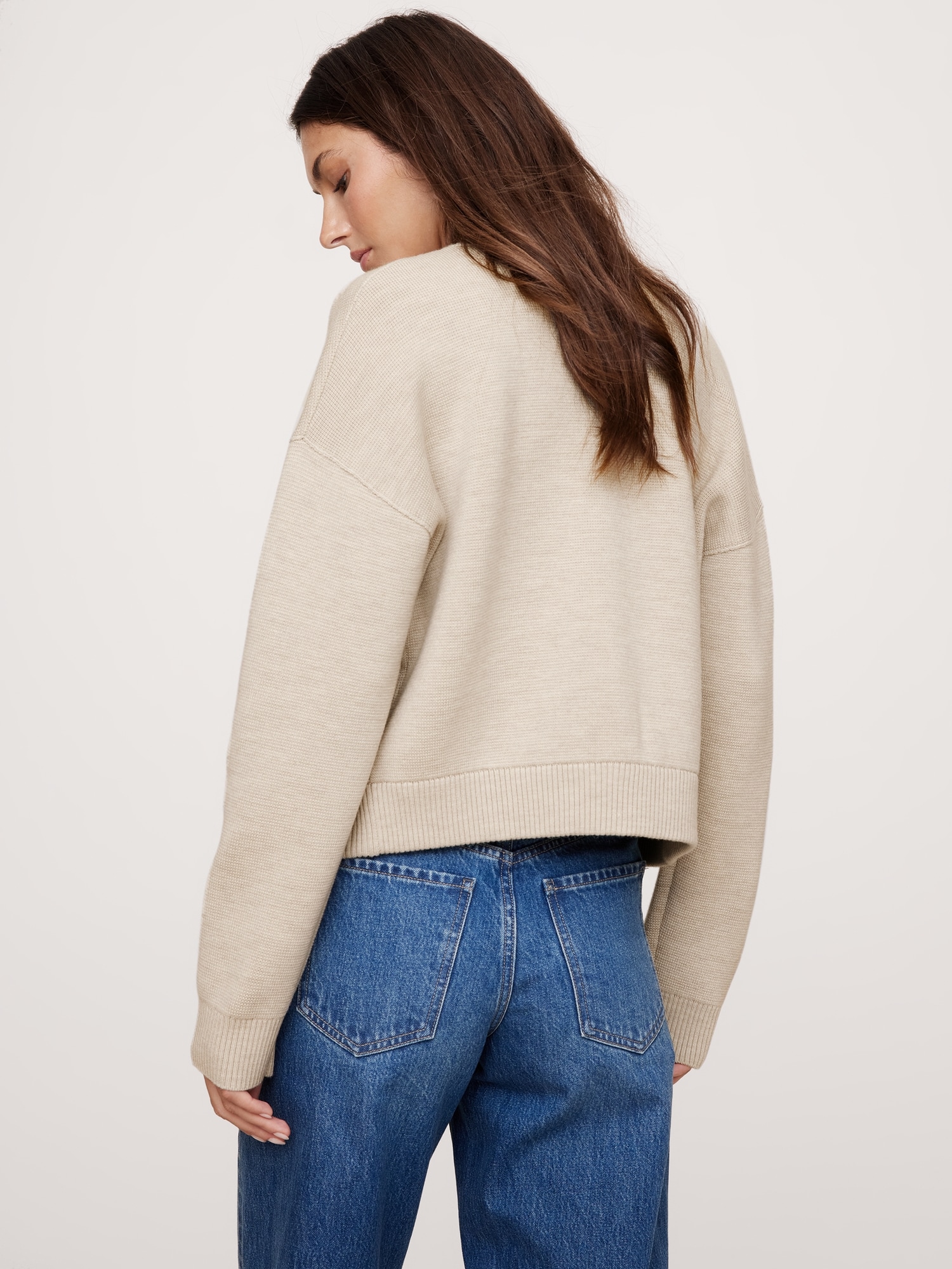 Merino Cropped Cardigan Sweater