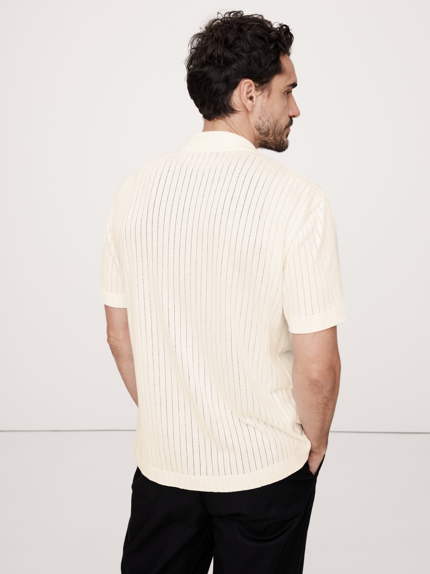 Ribbed Modal-Cotton Resort Shirt