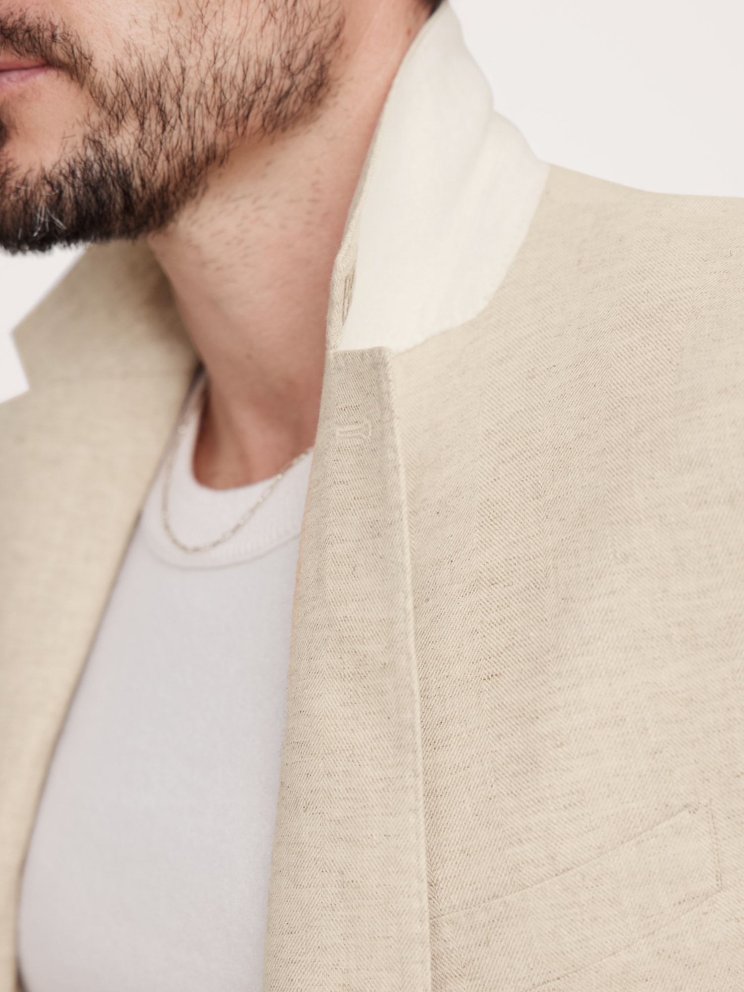 Herringbone Cotton-Linen Suit Jacket