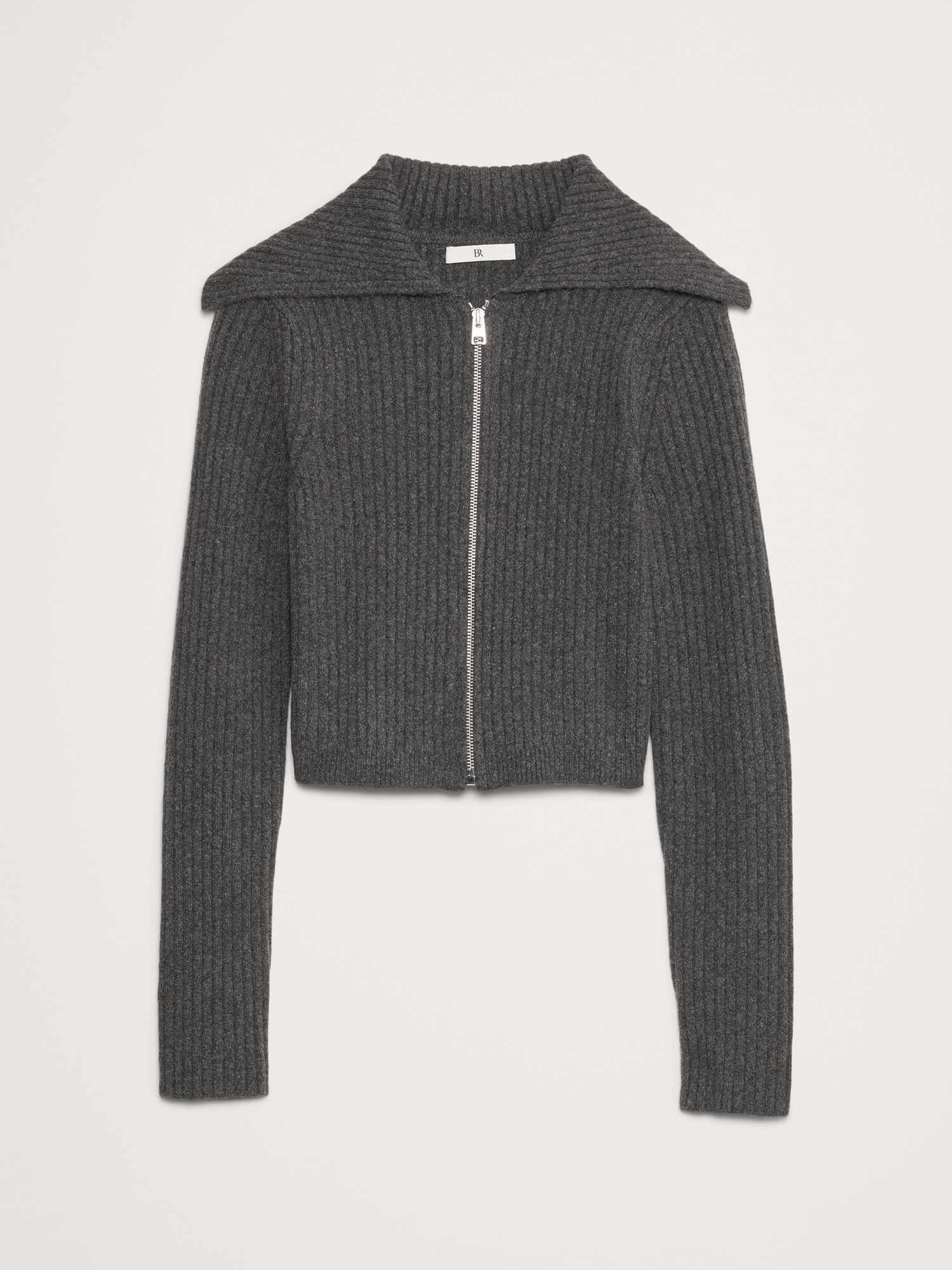 Ribbed Bomber Sweater with Cashmere