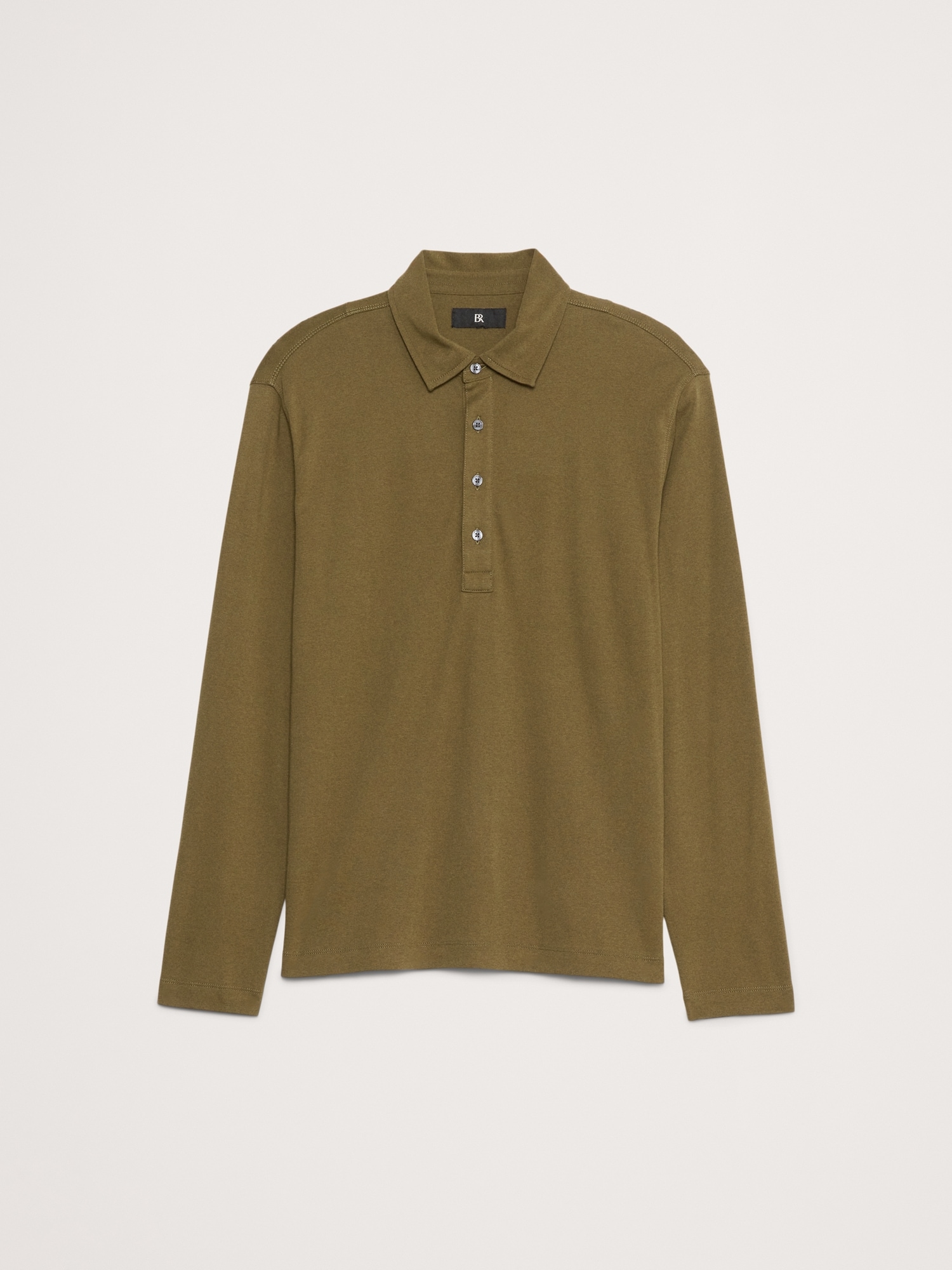 Luxury-Touch Long-Sleeve Polo