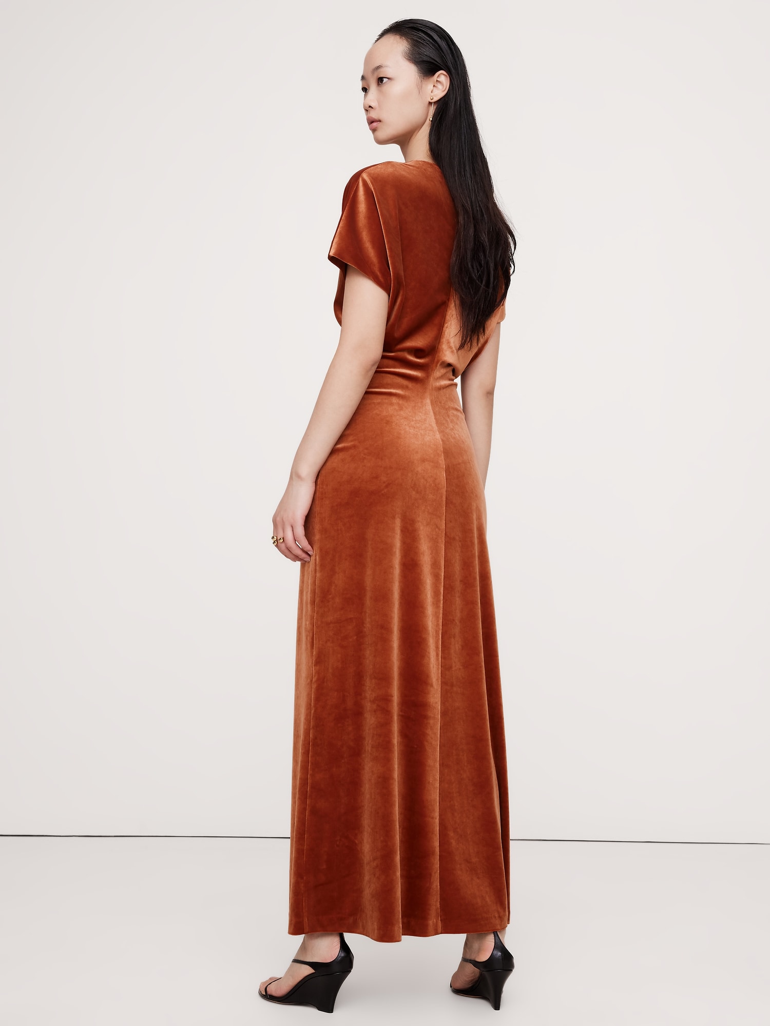 Bias-Cut Velvet Maxi Dress