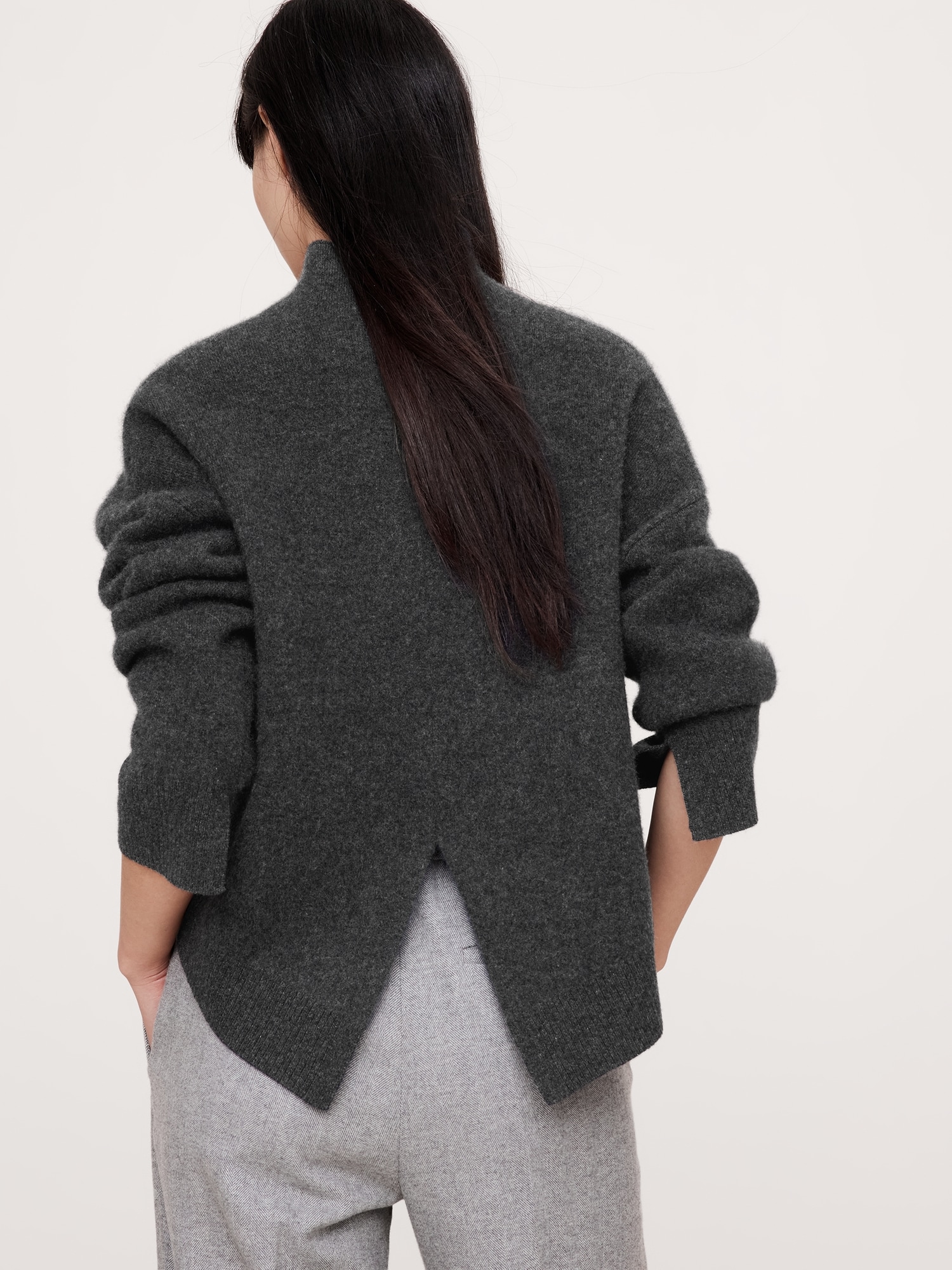 Double-Faced Cashmere Sweater with Vented Back