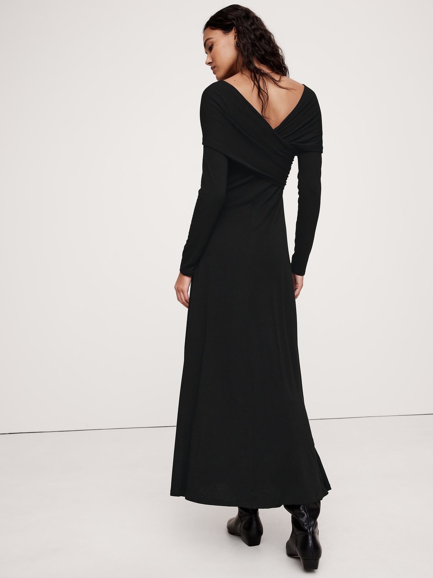 Luxe Wool-Blend Off-Shoulder Maxi Dress