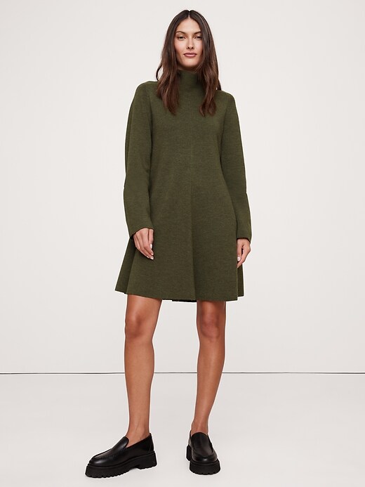 banana republic green sweater dress Merino Mini rose gold gown