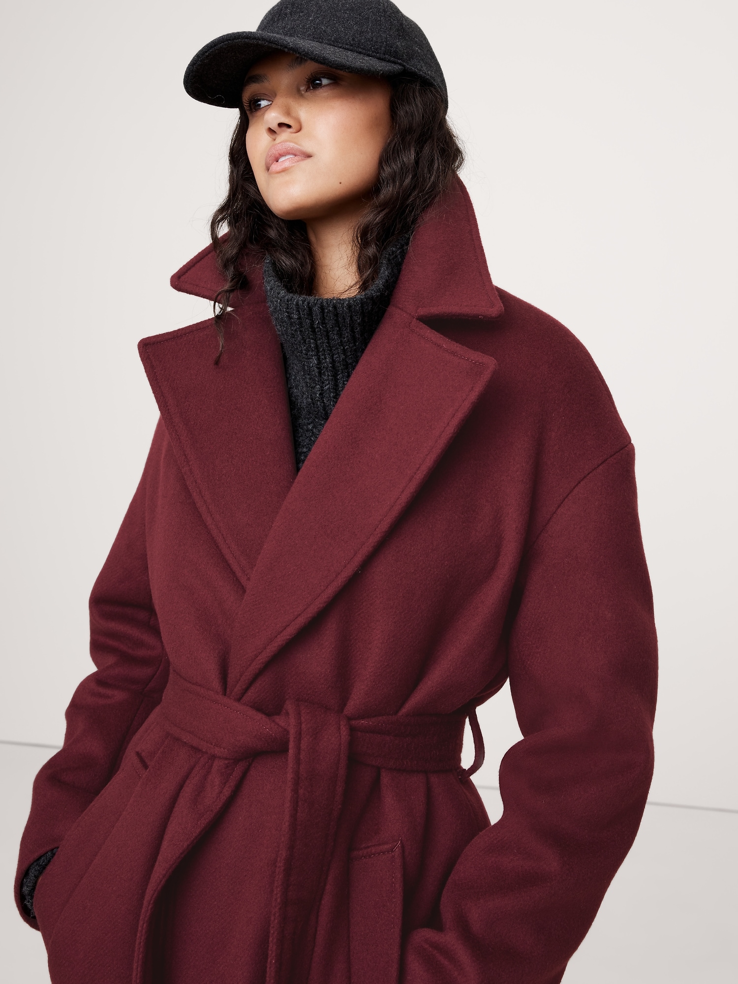 Four seasons hooded wrap coat best sale