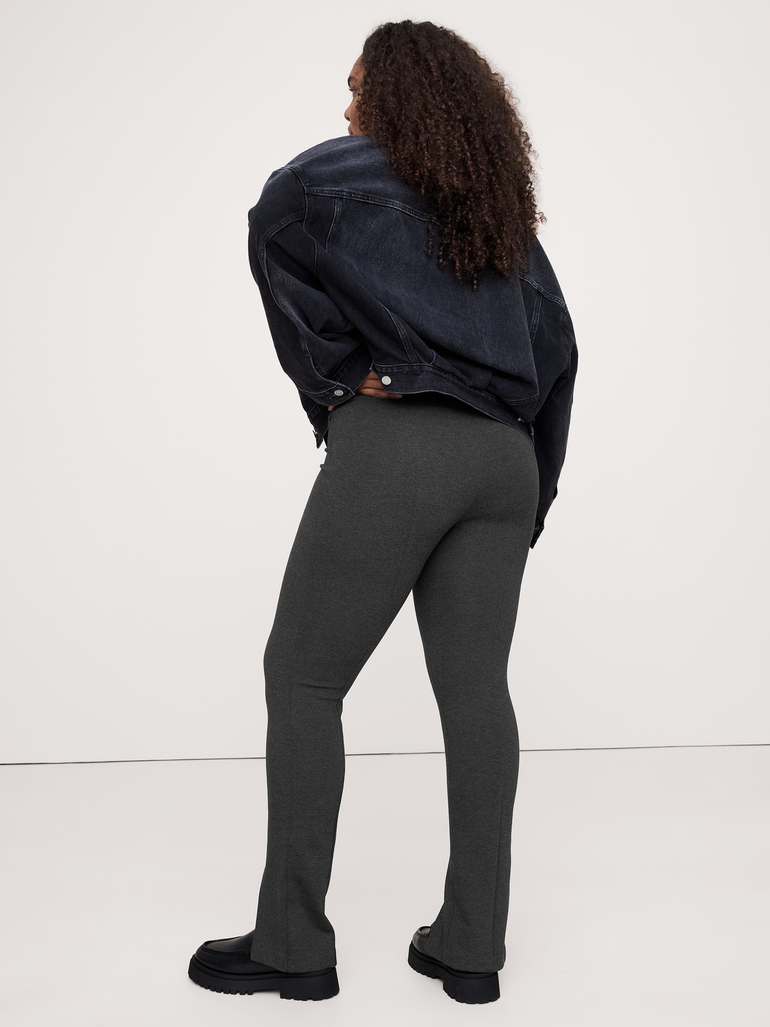 Pantalon ultra-étroit à ourlet fendu Tout-aller en tricot point de Rome