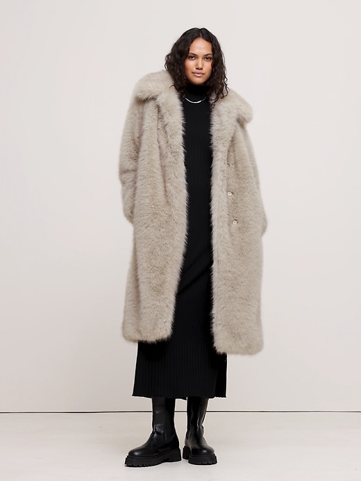 Faux Fur Long Coat | Banana Republic