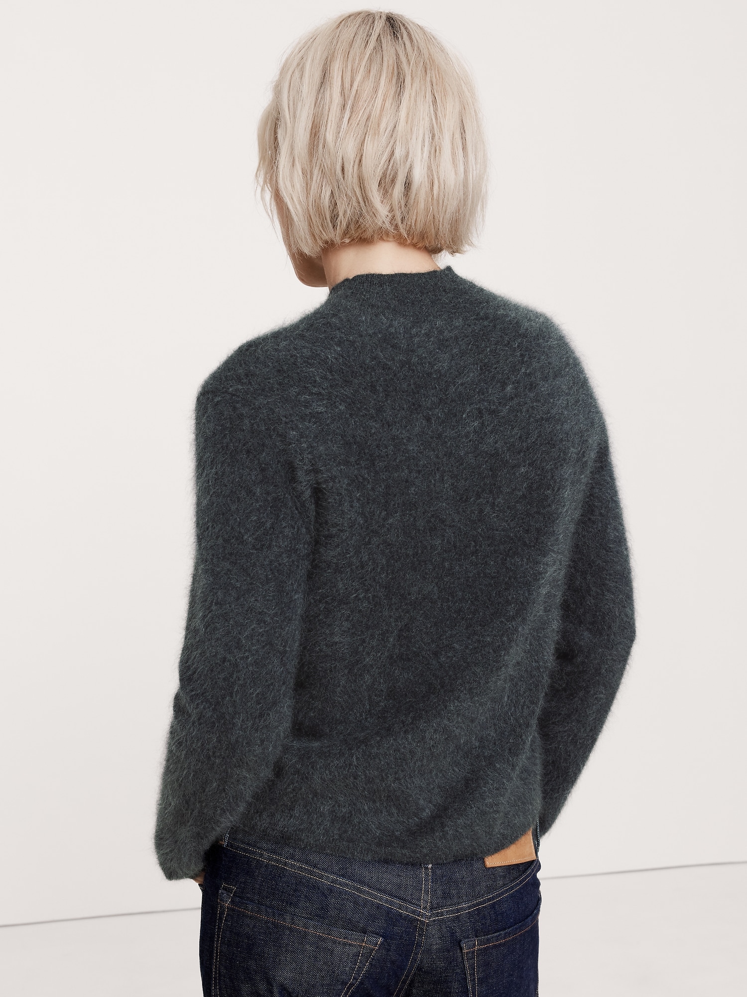 Brushed Cashmere Mock-Neck Sweater