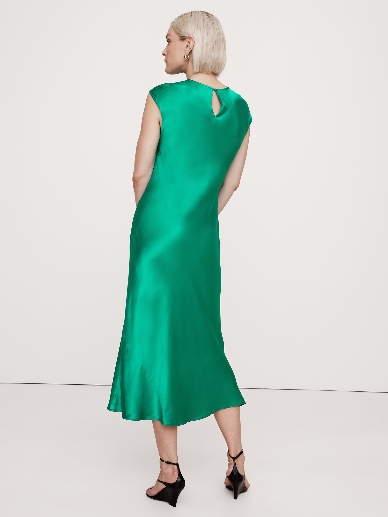 Bias-Cut Satin Midi Dress