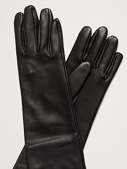 Banana Republic Women s Leather Opera Length Gloves Black Regular Size L XL