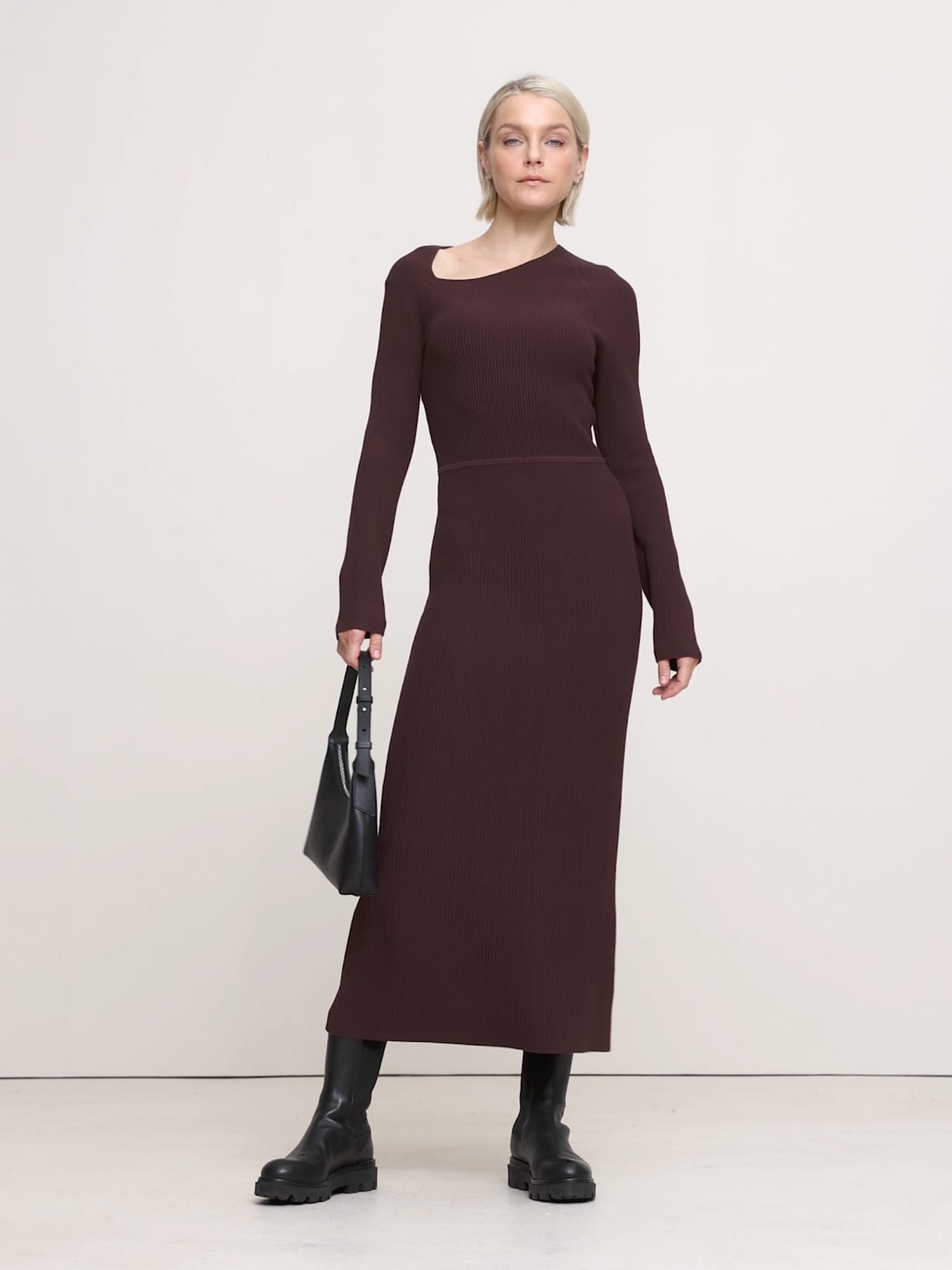 Image number 2 showing, Sculpted Slash-Neck Midi Dress