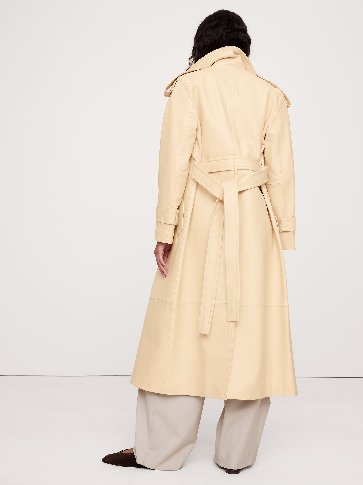 Ankle length leather trench coat hotsell