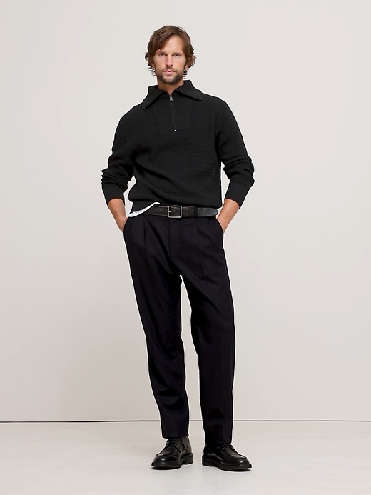 Cotton Waffle-Knit Half-Zip Sweater | Banana Republic