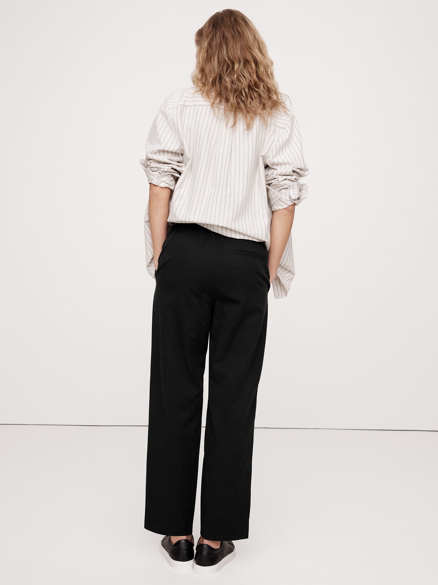 Pantalon étroit en sergé à taille extensible