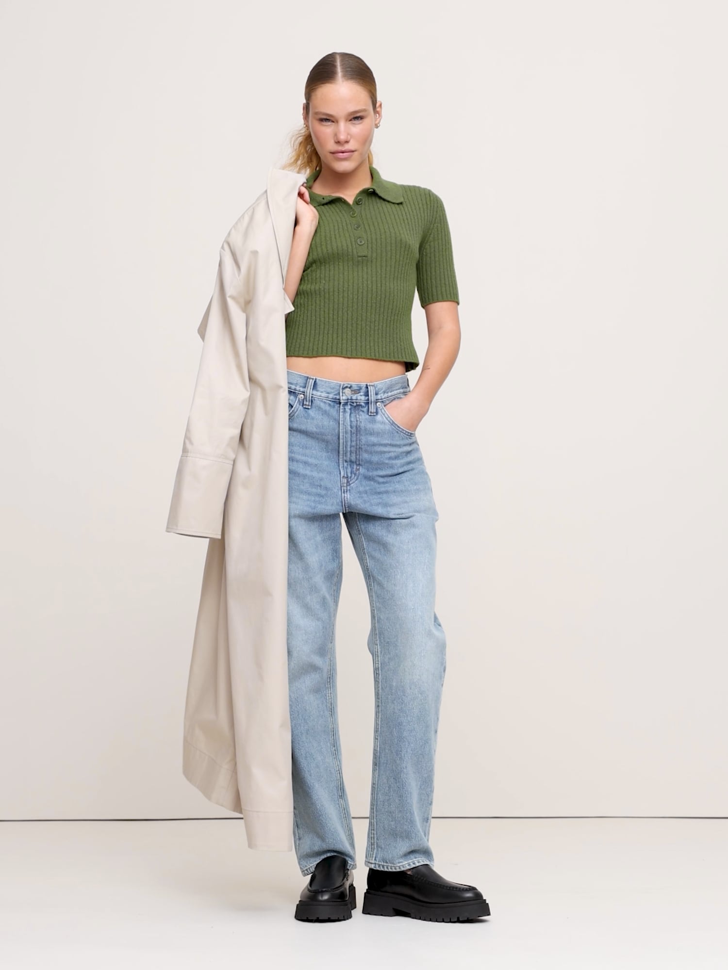 Image number 2 showing, Ribbed Cropped Sweater Polo