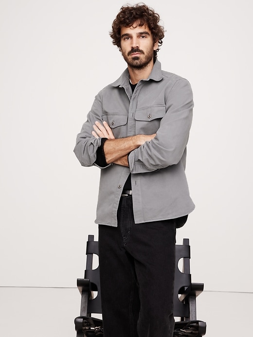 Standard-Fit Cotton Twill Shirt Jacket | Banana Republic