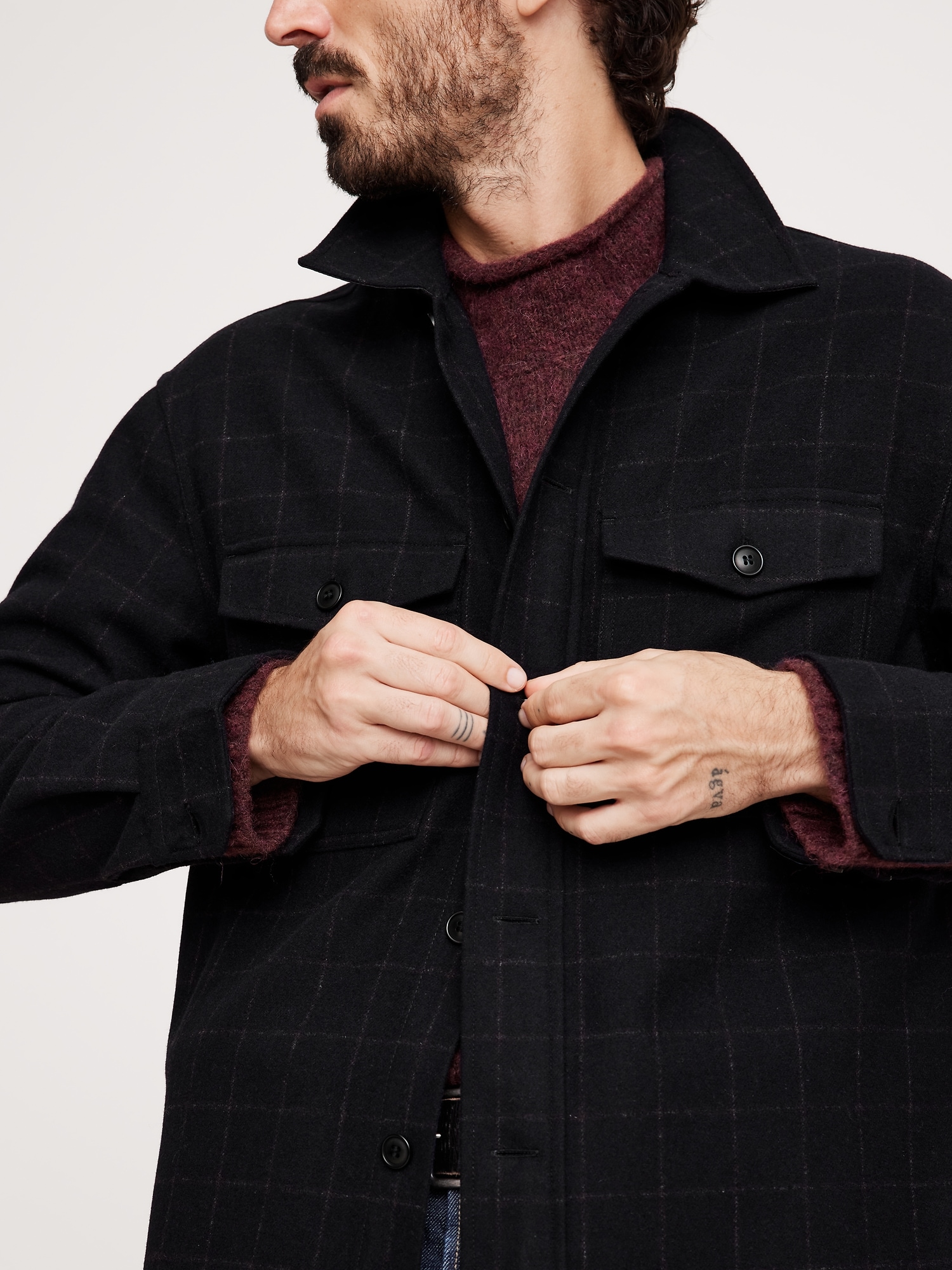 Relaxed-Fit Wool-Blend Overshirt