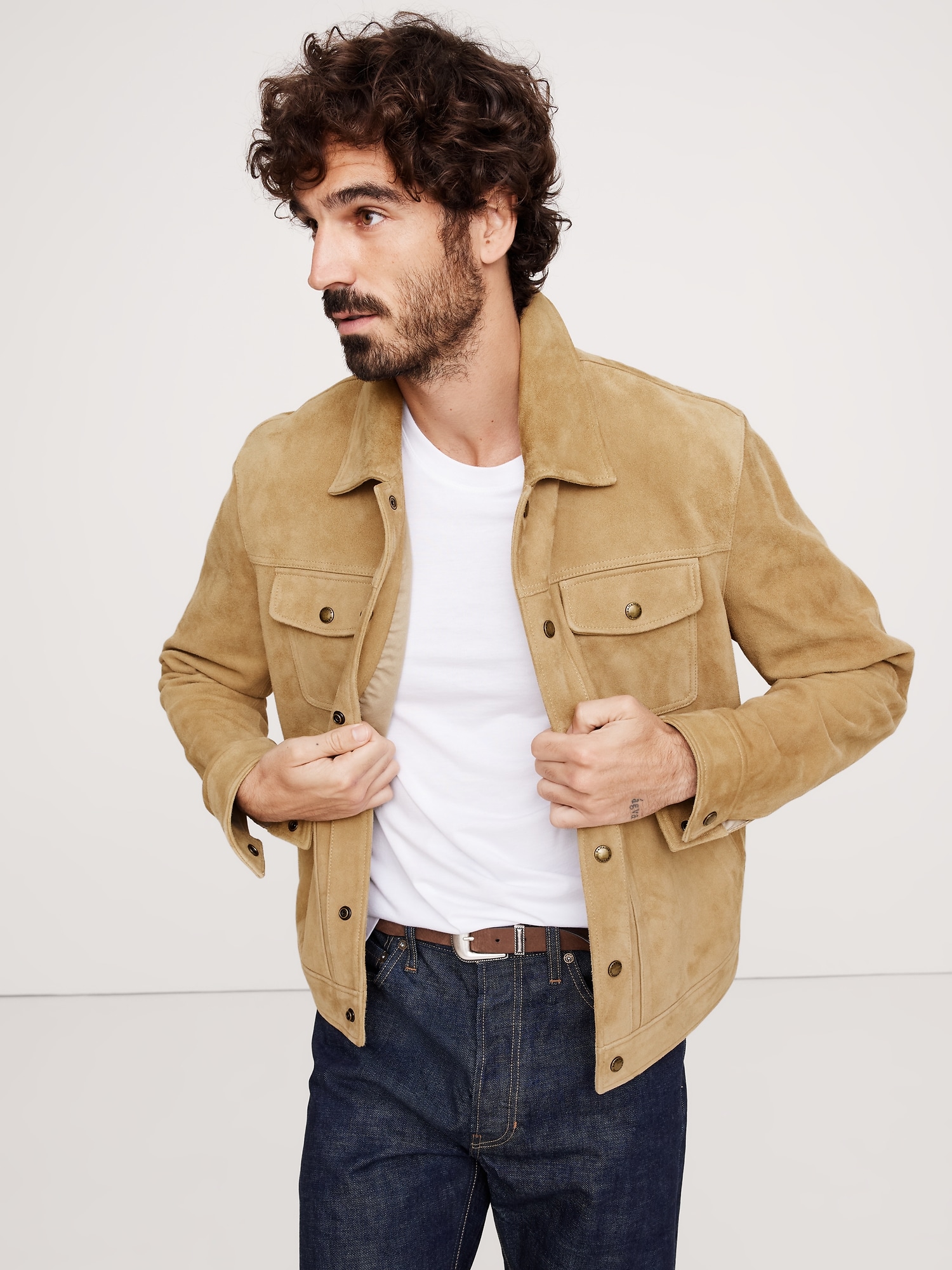 Suede Trucker Jacket Banana Republic