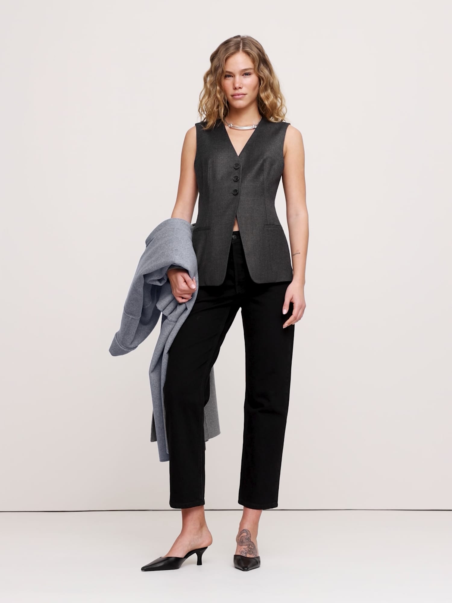 Image number 2 showing, Lightweight Wool Flannel Long Vest