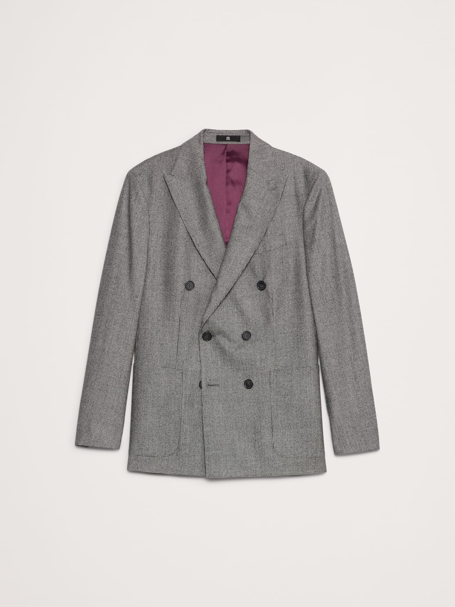 Italian Houndstooth Double-Breasted Suit Jacket