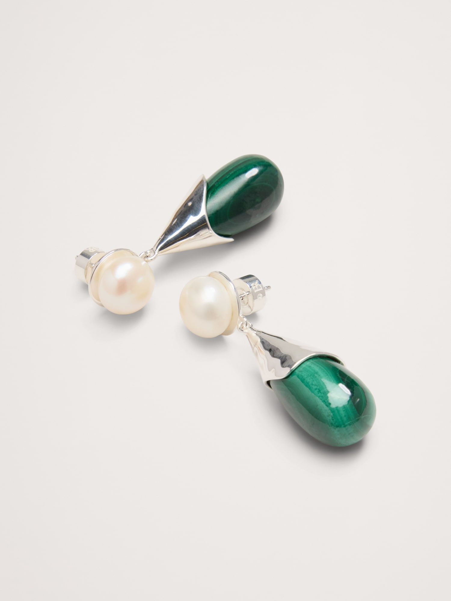 Freshwater Pearl & Malachite Drop Earrings