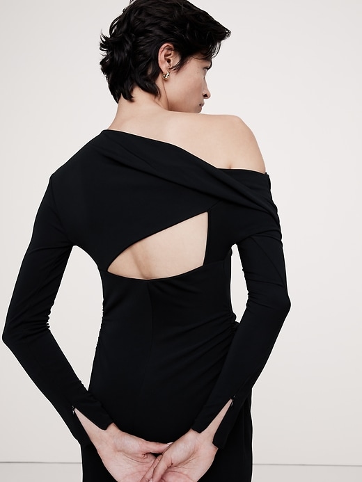 Jersey Knit Asymmetrical Draped Maxi Dress | Banana Republic Jersey Knit Asymmetrical Draped Maxi Dress | Banana Republic