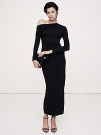 jersey knit asymmetrical draped maxi dress Lanetta jersey-knit draped maxi dress main image 1