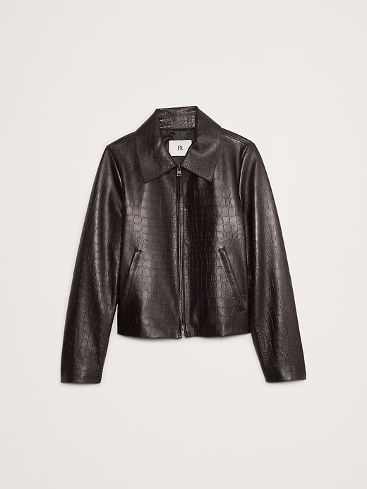Crocodile-Embossed Leather Jacket | Banana Republic
