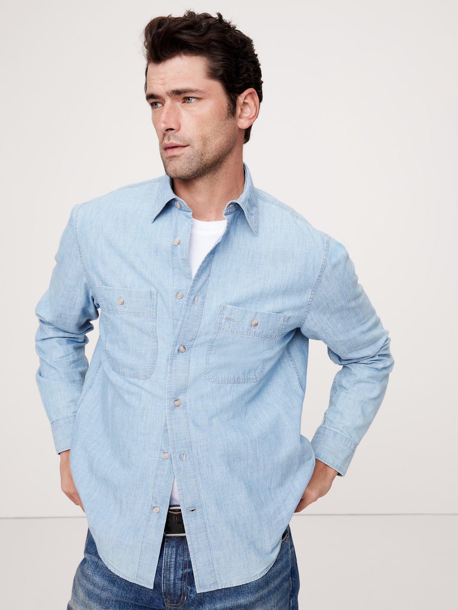 Standard-Fit Chambray Shirt