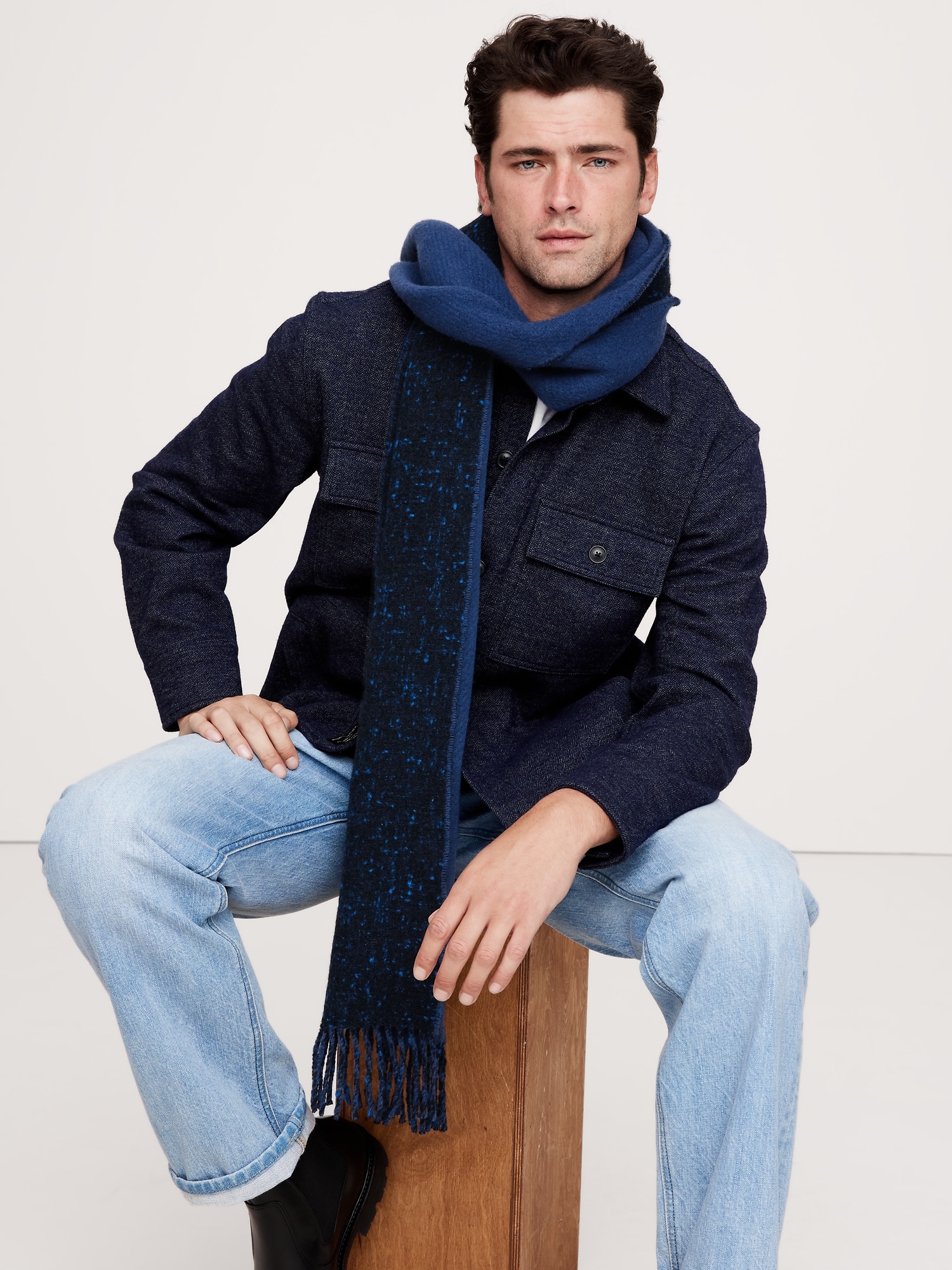 Italian Wool-Cashmere Donegal Scarf