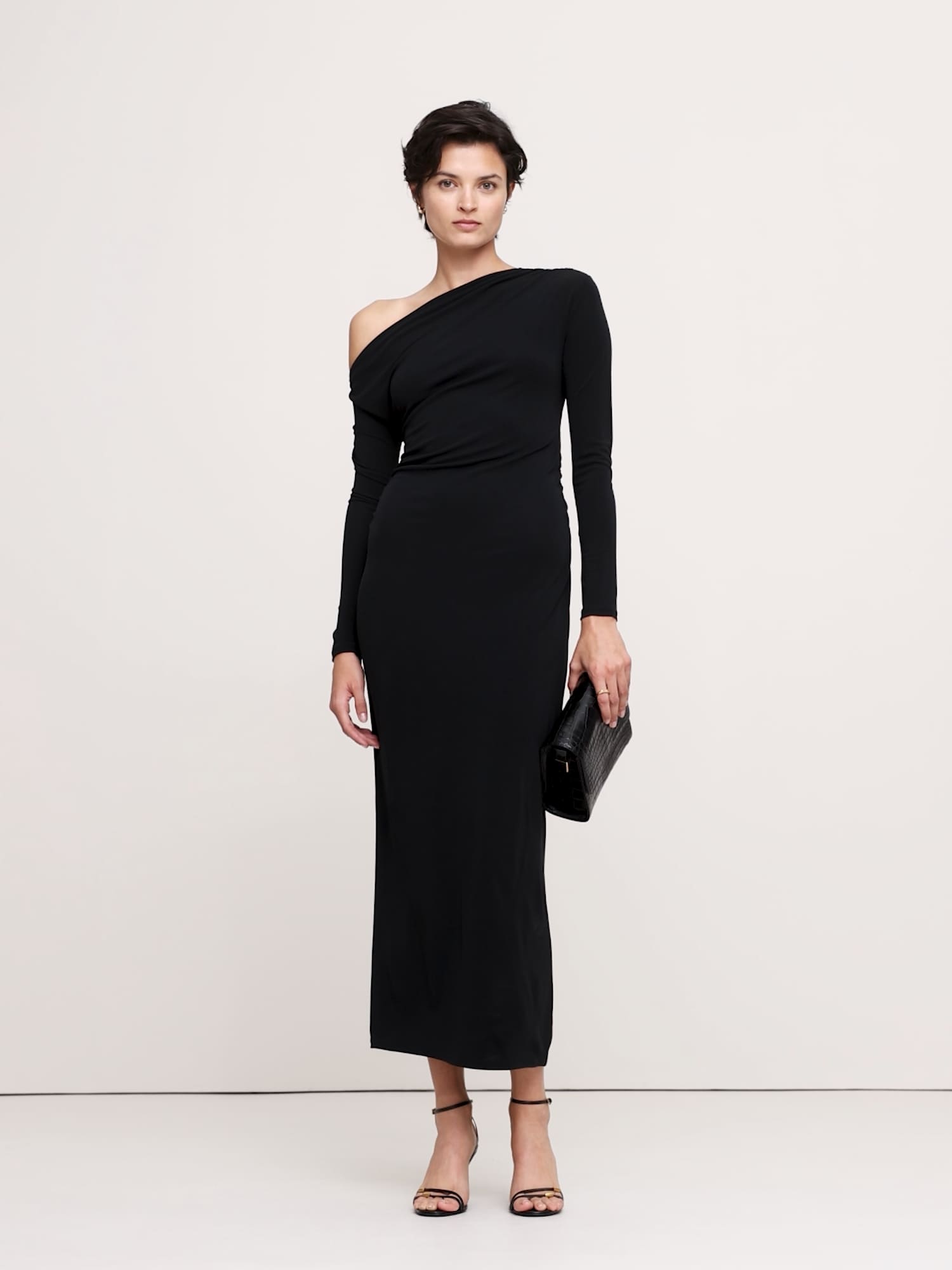 Image number 2 showing, Jersey Knit Asymmetrical Draped Maxi Dress