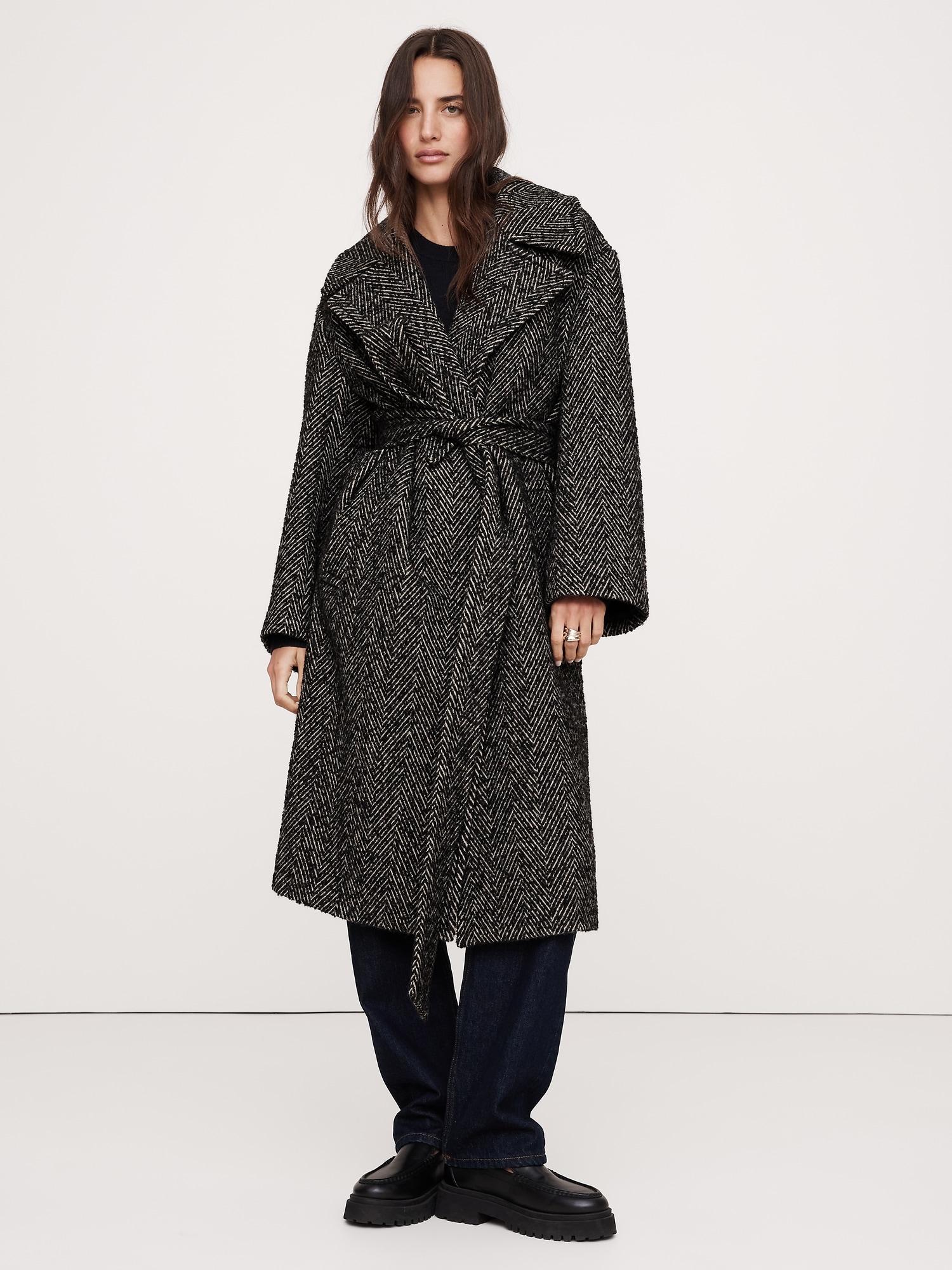 Oversized Herringbone Car Coat