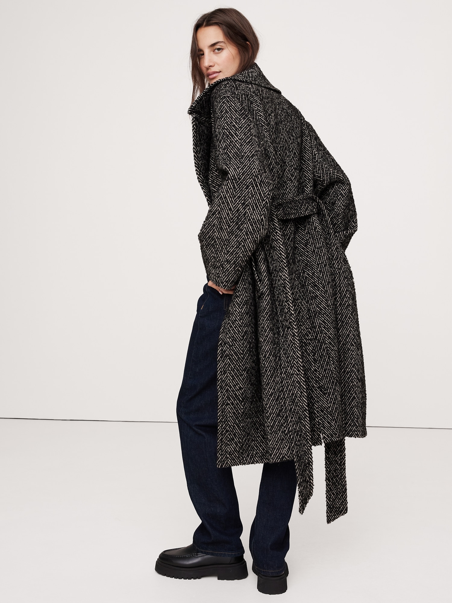 Oversized Herringbone Car Coat