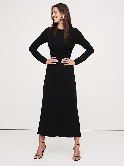 Jersey Knit Twist-Front Maxi Dress Banana Republic