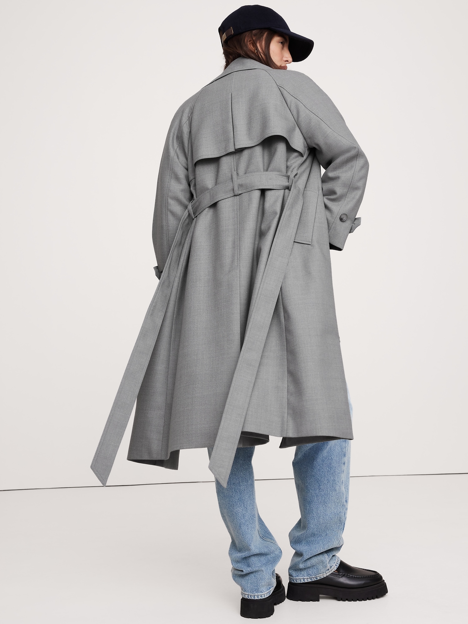 Water-Repellant Italian Wool Trench Coat