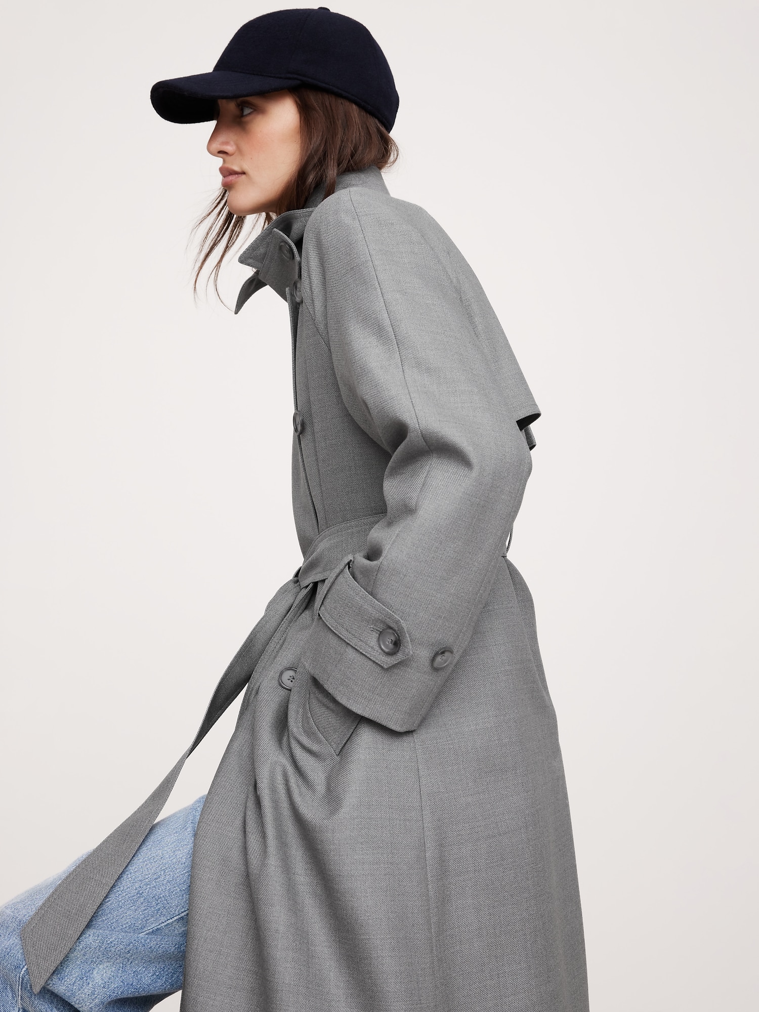 Water-Repellant Italian Wool Trench Coat