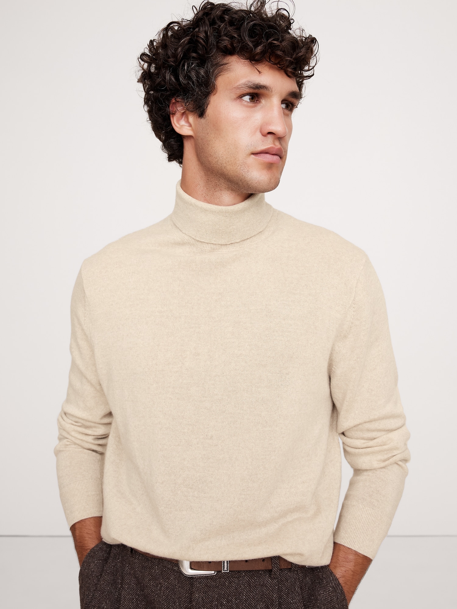 Mens ivory turtleneck sweater best sale