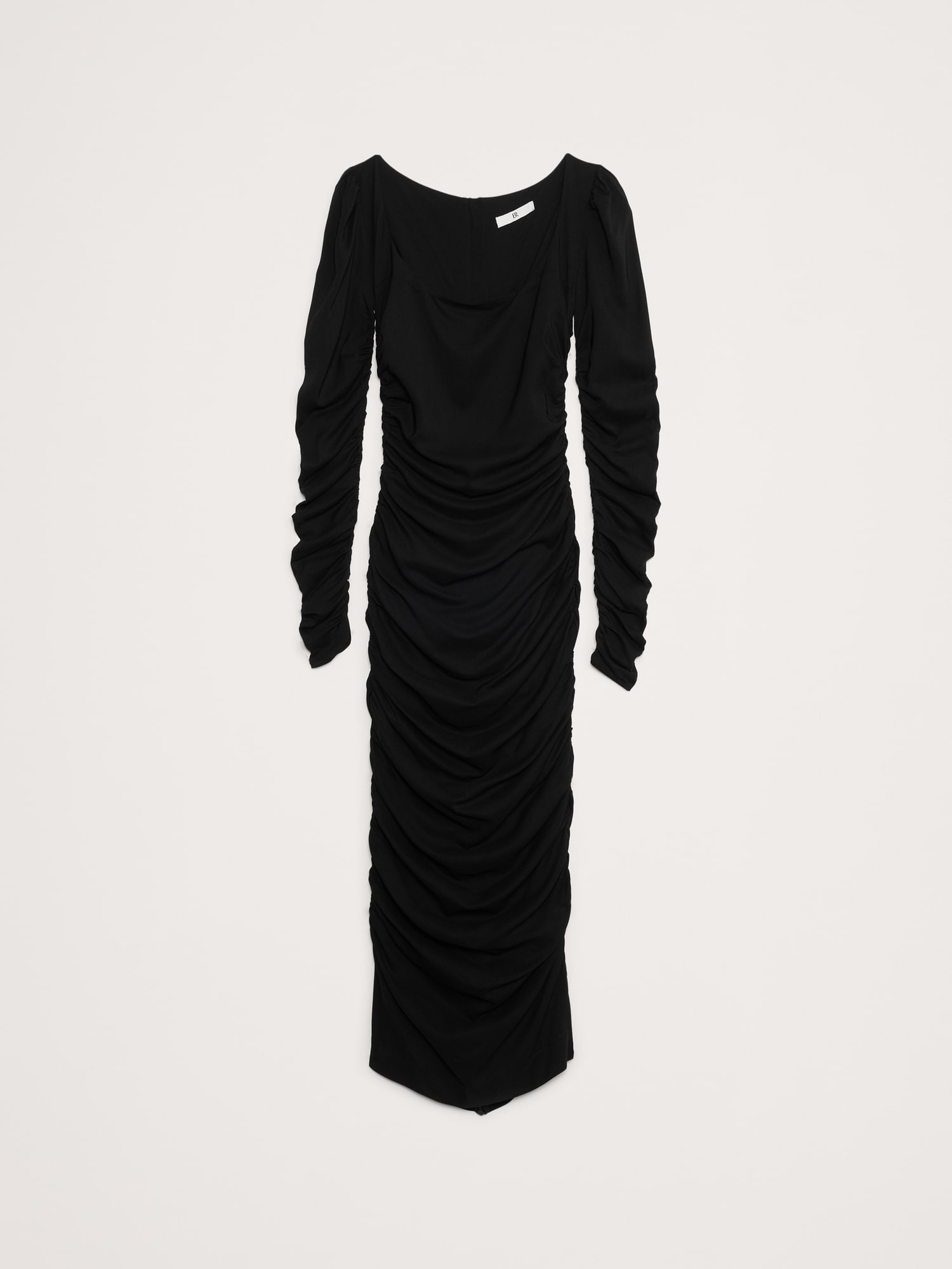 Crepe Ruched Midi Dress