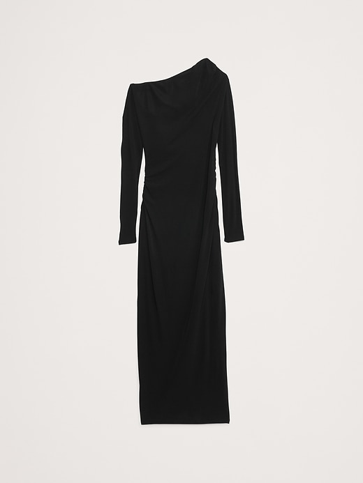 Jersey Knit Asymmetrical Draped Maxi Dress | Banana Republic